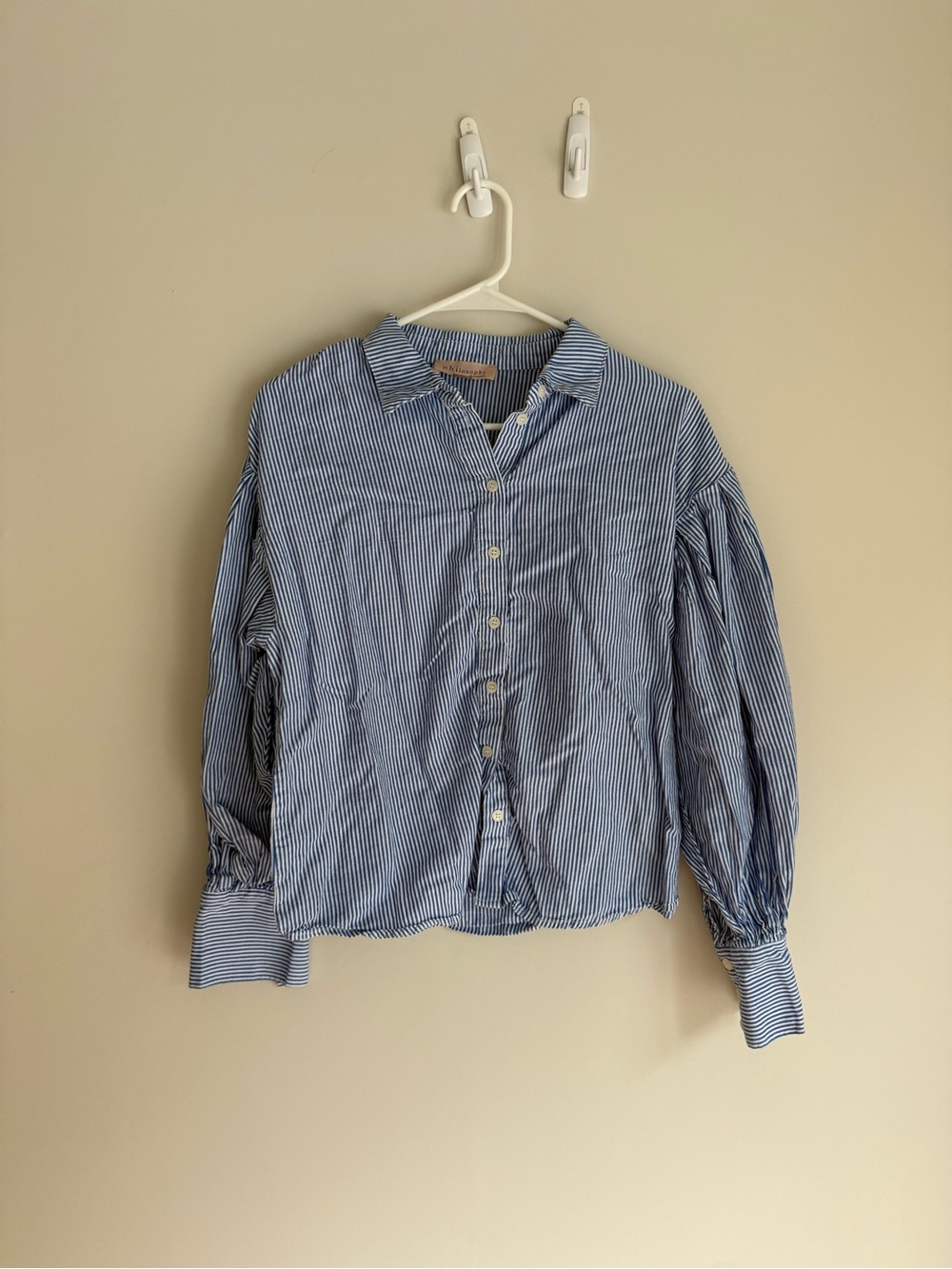Philosophy Blue and White Striped Button-Front Blouse